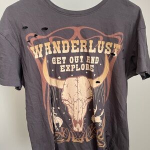 Wanderlust Gray Short Sleeve Adventure Tee
